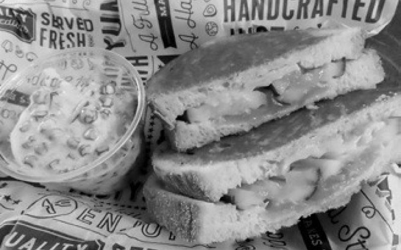 Dilly Dilly sandwich with a side of Pea Salad from The Cure in Walhalla. Photo by Melanie Thornberg.