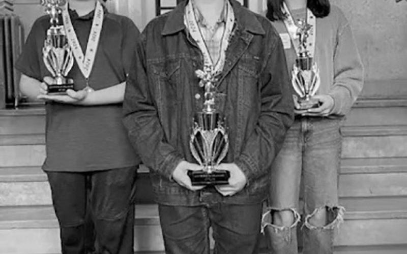 Overall winners from the left: 2nd Place – Hunter Fitzgerald, 1st Place – Caleb Halvorson, and 3rd Place – Milla Fagerholt.