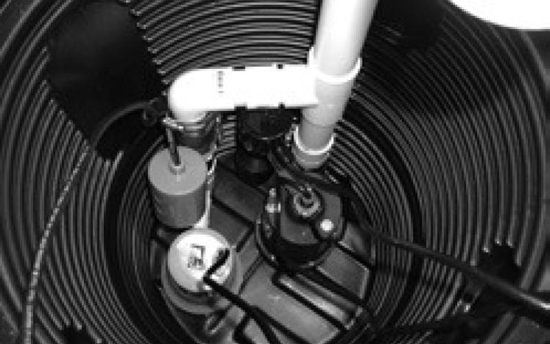 The primary and backup pumps are in the bottom of this sump. (NDSU photo)