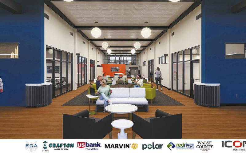 A rendering of the inside of the building which will be a hub for small businesses in the area once completed in early 2027.