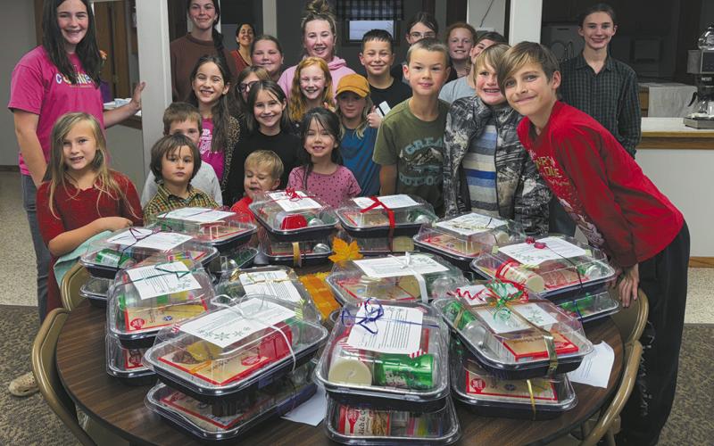 Crystal Clovers 4-H members show off their shelf-stable cake kits. Submitted photo.