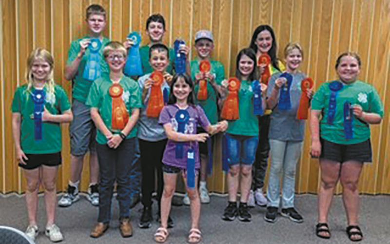Front row (L-R): Sadie Halverson, Levi Norrell, Nathan Stegman, Olive Truver, Chloe Hunter, Stella Norrell, Lainy Shane; back row: Chaz Halverson, Chris Longtin, Spencer Berg, and Naomi Stegman.