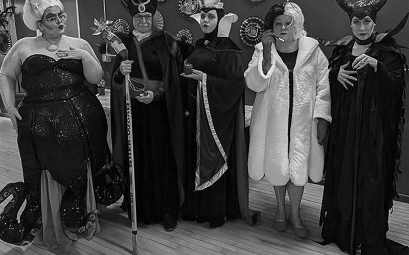 Second place winners in the costume contest didn’t disappoint. From left: Becka Landowski, Murph Thompson, Jessi Saylor, Taryn Landowski, and Kaula Sekenski. Photo by Christine Jensen