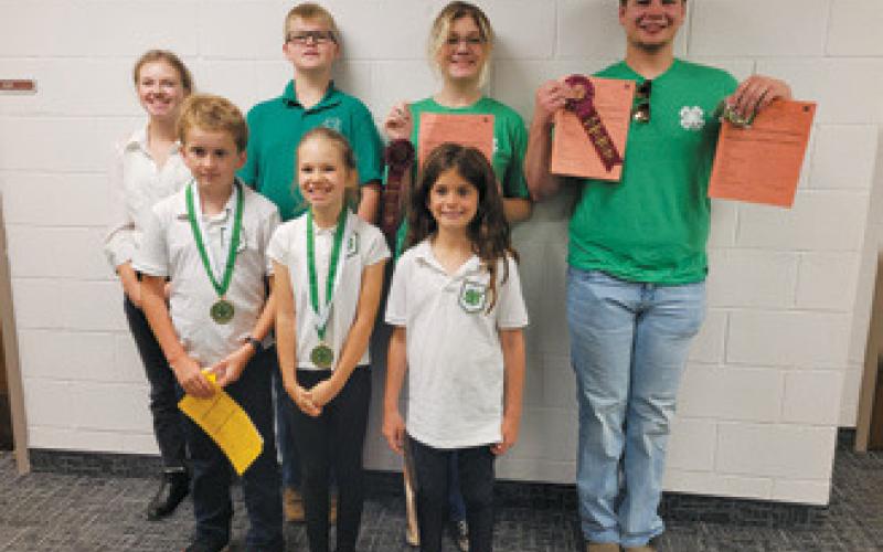 23 District Pembina County–Front Row l to r: Gary Olimb, Amelia Ratliff, Olivia Olimb Back Row: Chaz Halverson, Gracyn Hornung, Grady Hornung