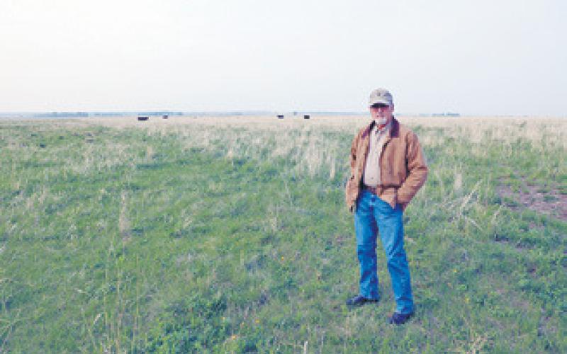 Divide County resident Jody Gunlock stands in one of his cow pastures just four miles from the Canadian border and downwind of the existing Boundary Dam power plant, which is located between the U.S. border and Estevan, Saskatchewan. Gunlock also currently serves as Divide County’s zoning officer and emergency manager. Photo by Brad Nygaard, The Journal, Crosby.