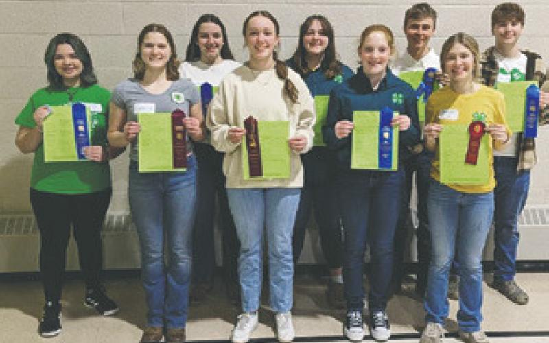 Front Row l to r: Greta Burrell, Kaylee Kemp, Amelia Carpenter, Graesen Helgoe Back Row l to r: Alexus Snyder, Christine O’Toole, Malory Kemp, Joshua Zaharia, Preston Emerson