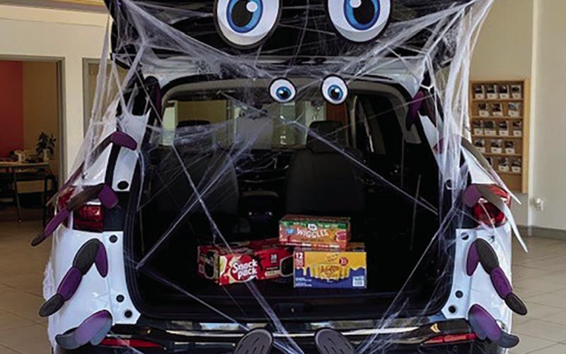 Birchwood Chevrolet’s hungry spider awaiting donations.