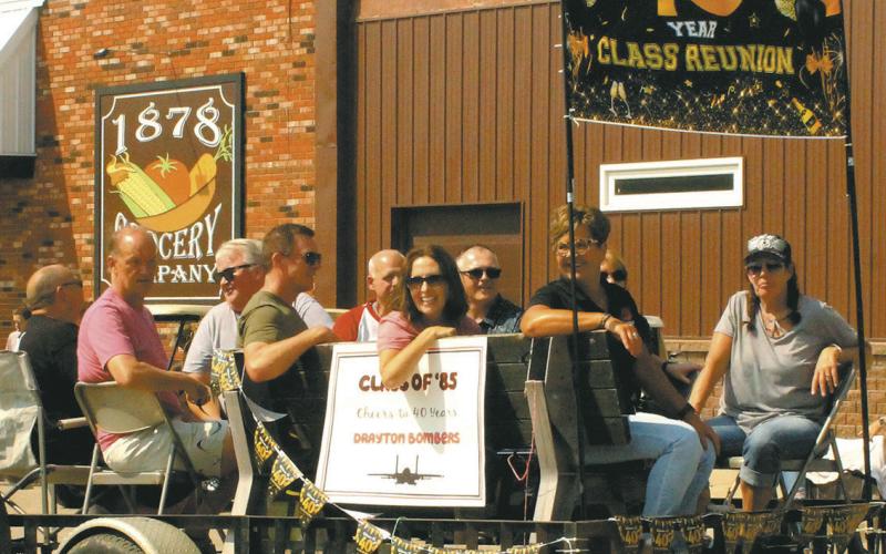 Members of Drayton's class of 1985 celebrated their 40th reunion with a float in Saturday's parade. Photo by Jamie Rarick