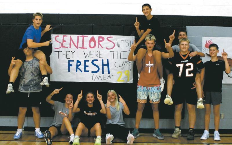 Members of the freshmen class posed for a group photo after winning Friday's volleyball tournament during the homecoming games. Photo by Jamie Rarick