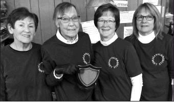 Pictured l to r: Cavalier Thrift Store volunteers Shirley Thom, Ardella Johnson, Ann Gunderson, Judy Lage. Photo submitted by Kari Helgoe