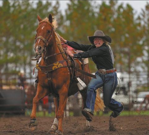 Sophia Wilson, competing in goat tying at the Wojo Rodeo in Middle River. Submitted photo