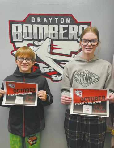 Students of the month, Erich Hoyles and Hailey Uggerud. Photo by Jamie Rarick.