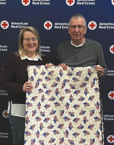 A photo from the 2024 Red Cross holiday quilt drive, Fargo, ND. Photo courtesy of the American Red Cross.