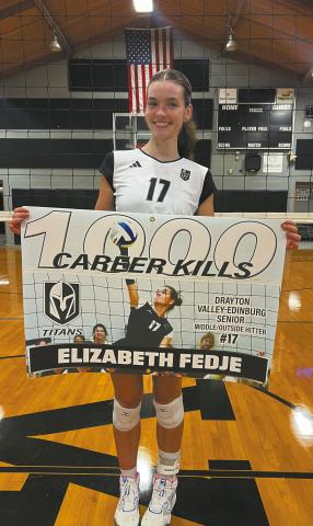 Congratulations to Elizabeth Fedje, who reached 1000 career kills in volleyball action against North Star on Thursday, Sept. 11. Submitted photo Read the full story on page 9
