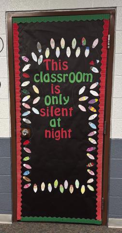 Mrs. Podvolatska's English Classroom door decorated for the door decorating contest. Photo by Lyle Van Camp