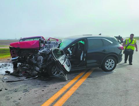 The scene at a serious auto collision that took place east of Grafton on August 29. Photo by Mike Alan Steinfeldt