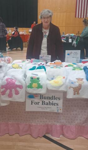 Sue Matcha at her display booth during Drayton’s Crafter’s Market in December. Photo by Christine Jensen.