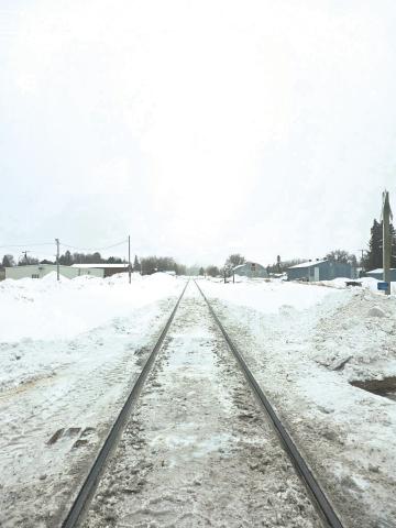 Looking down the line, facing south in downtown Drayton on Monday. Fog surrounded the city for most of the day with a Dense Fog Advisory in effect until early Tuesday morning. Photo by Sarah Hinnenkamp
