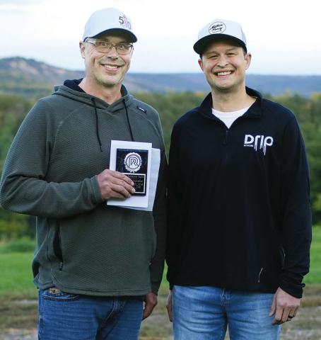 Best Indoor Recreation went to the Pembina County Area Sportsman’s Club. Pictured are Tom Beard and Brad Bowman. Photo by Larry Stokke
