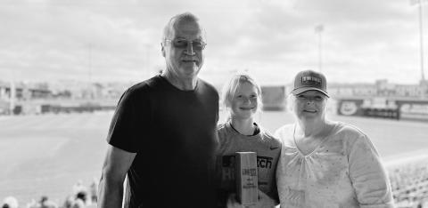 Jaycie pictured with Dale Morseth (Class of ’73) and Jill Evenson Morseth (Red River Class of ‘77).