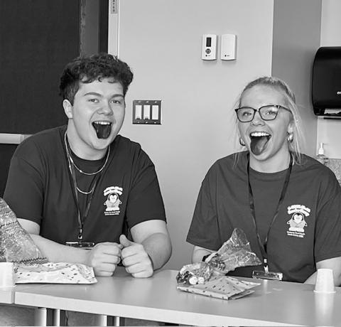 Maddox Oihus and Hope Patterson in the dental hygiene session. Submitted photo.