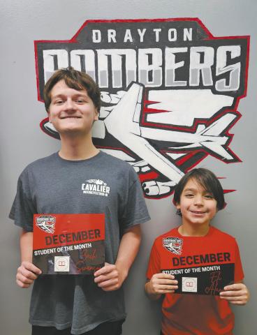 Zach Swanson and Eli Alanis, December Students of the Month. Photo by Jamie Rarick