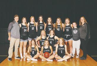 Top row standing from left to right: Coach Daniel Biggers, Kiara Aasand, Easton Larson, Elizabeth Fedje, Hailey Berg, Isabella Douville, Aleah Pokrzywinski, Siobhan Kissee, and coach Andrea Douville. Middle row from left to right: Reese Fering, Greta Burrell. Front row from left to right: Brooke Gullickson, Jacey Nelson, Alyssa Hoyles. Photo by Nicki Smith at Captivate Portraits in Cavalier