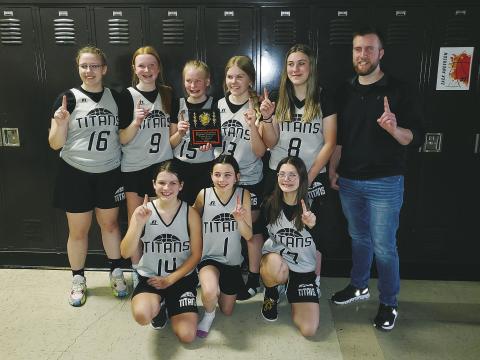 The seventh and eighth grade girls’ Titans basketball teams competed in the Junior Highschool Girls’ Basketball Tournament hosted at Cavalier High School last week. Seventh Grade Lady Titans.