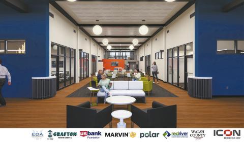 A rendering of the inside of the building which will be a hub for small businesses in the area once completed in early 2027.
