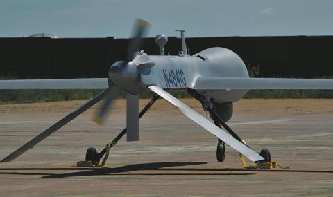 The General Atomics Predator has a top speed of 135 mph. UND photo