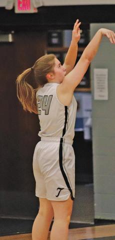 Kiara Aasand puts up a shot against the Larimore Polar Bears Monday night. VNV Photo by Lesa Van Camp
