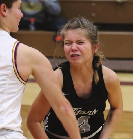 Brooke Gullickson fights to keep control of the ball in action in Grafton Last week. VNV photo by Lyle Van Camp
