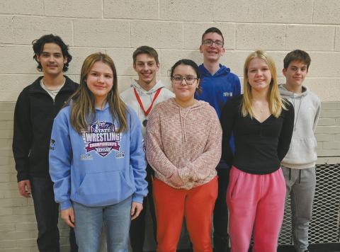 Pictured L to R: Lucas DeSouza, Violet Hoyles, Carter Johnson, Melissa DeSouza, Jonah Rarick, Alyssa Hoyles, Gavin Cole. Photo by Jamie Rarick