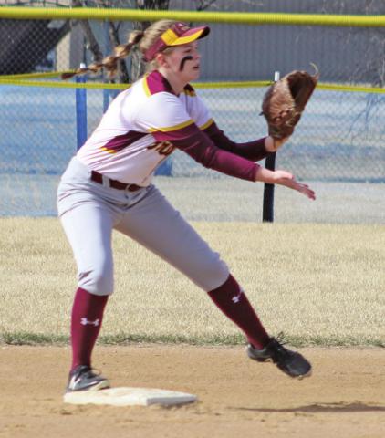 Kasey Stegman fields a ball. Photo submitted by Kerri Stegman Stats provided by Wayne Stegman