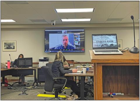 Daniel Weiss, senior executive director of pharmacy benefits at Sanford Health Plan, testified virtually on Jan. 6 before the N.D. House Human Services Committee on HB 1032, which relates to drug prescription costs. Virtual testimony over Zoom is now available during North Dakota’s 67th legislative session, which lawmakers hope will improve access for people across the state and lessen the risk of Covid-19. NDNAEF photo by Dylan Sherman.