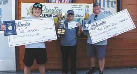 Zach Erickson, with parents Al and Lisa Erickson claimed first place at the 2025 Catfish Capital Challenge. Photo by Andrea Johnston