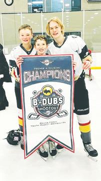 Drayton members of the NorthStars PeeWee A team include, from left, Chey Sehrt, Landon Corrick, and Thomas Aasand.