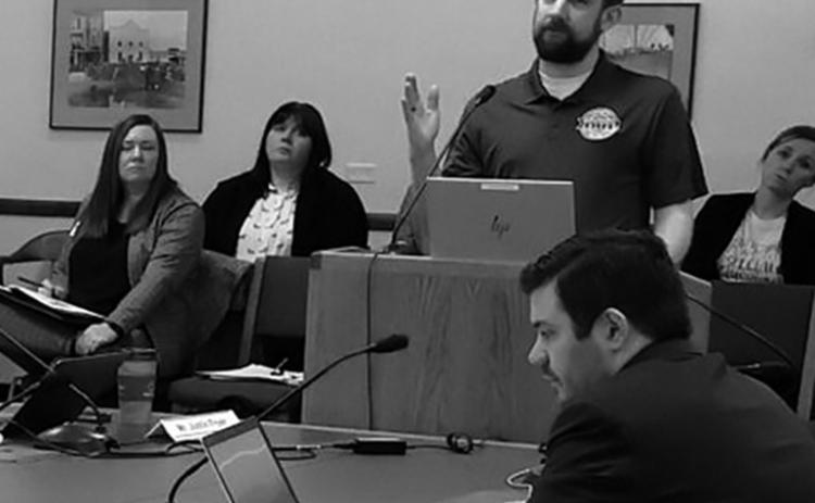 Matt Liebel, a field consultant for North Dakota United, speaks during a meeting of the interim Special Education Funding Committee on March 4, 2026. Photo by Michael Achterling/North Dakota Monitor