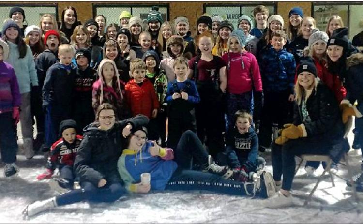 Pictured above: Pembina County 4-H’ers enjoy annual 4-H Skate with family held at the skating rink in Cavalier. Photo submitted by Kari Helgoe