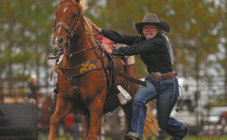 Sophia Wilson, competing in goat tying at the Wojo Rodeo in Middle River. Submitted photo