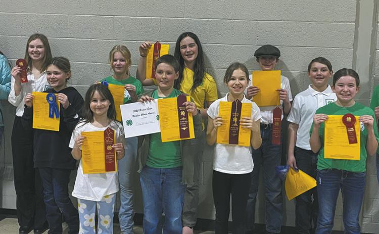 Front l to r: Mallory Latozke, Olive Truver, Oscar Hunter, Amelia Ratliff, Adlee Hay Back l to r: Caroline Stegman, Aubrey Ratliff, Stella Norrell, Naomi Stegman, Charles Midkiff, Rylan Moore, Spencer Berg. Photo courtesy of Pembina Co. Extension