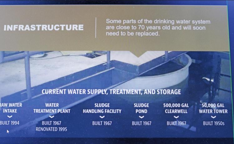 One of the slides from the virtual meeting held last Wednesday afternoon gives a breakdown of the existing infrastructure. VNV Photo by Lesa Van Camp