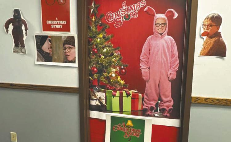 Staff members decorated Mr. Babinski's door with scenes from the movie “A Christmas Story” for the school wide door decorating contest. Photo by Lyle Van Camp