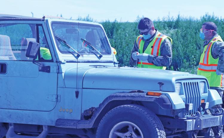 One of the many people to be tested at the COVID-19 drive up targeted testing held at American Crystal Sugar Company in Drayton last Thursday.