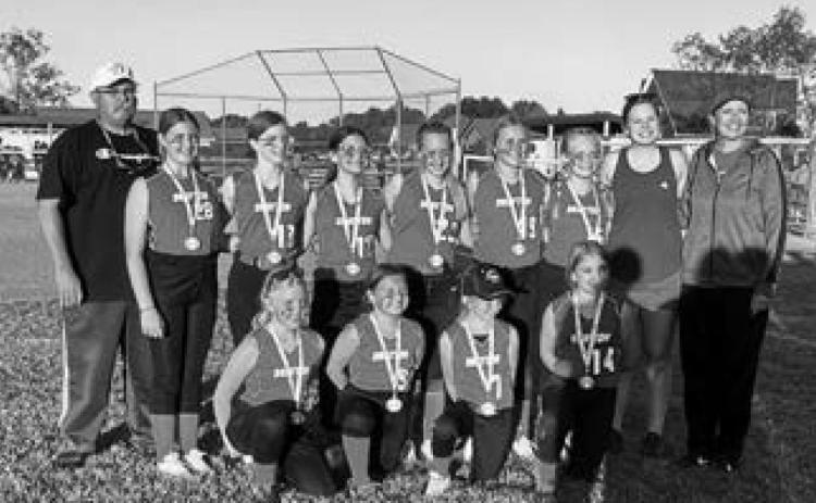 12u Softball Team: Back row: Coach Wayne Stegman, Addison England, Hailey Uggerud, Maia Hermanson, Olivia Winge, Reegan Aasand, Nulla Thompson, Coach Kasey Stegman, and Coach Kerri Stegman. Front row: Aleah Shablow, Piper Fering, Ruth Rarick, and Kennedy Staskivige.