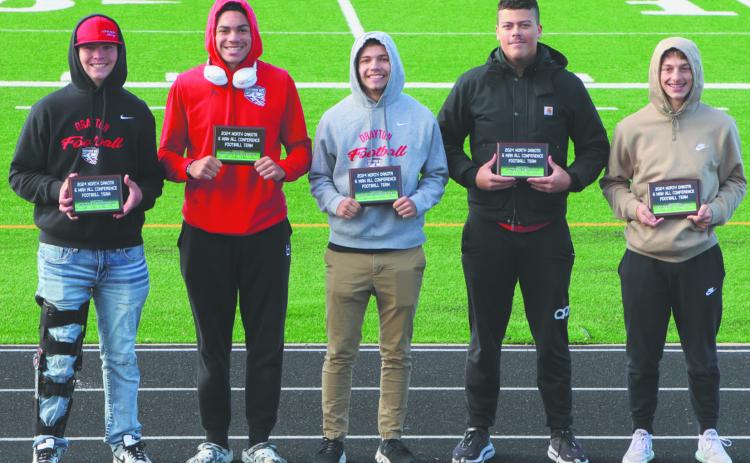 Bombers All-Region team members Hunter Johnson, Mason Pollestad, Trenten Bronson-Keena, and Carter Johnson. Photo by Lyle Van Camp