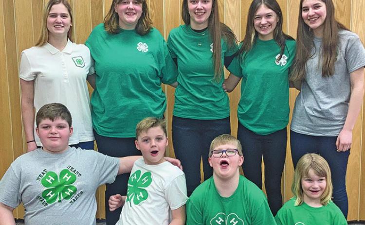 Pembina County 4-H Project Expo Participants: Front Row l to r: Sawyer Sagert, Oliver Sagert, Chaz Halverson, and Sadie Halverson Back Row: Greta Burrell, Malory Kemp, Kaylee Kemp, Addelyn Manley, and Anja Schluchter Photo submitted by Kari Helgoe
