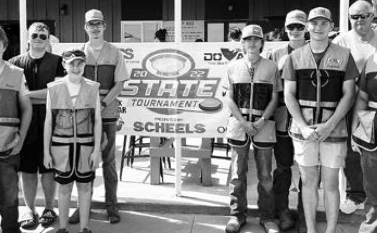 Pictured: Bryce Wimfheimer, Ryan Corrick, Cole Wilson, Loki Sylskar, Leif Hatloy, Hunter Sherrill, Grant Vold, Cayden Quibell, Coach Lee Bratlie and Bradin Dalzell. Not pictured is Mason Pollestad.