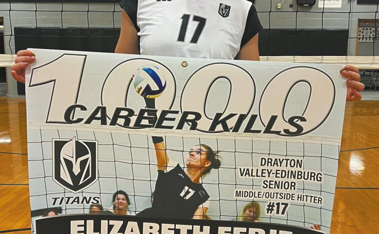 Congratulations to Elizabeth Fedje, who reached 1000 career kills in volleyball action against North Star on Thursday, Sept. 11. Submitted photo Read the full story on page 9