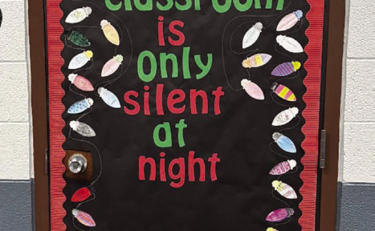 Mrs. Podvolatska's English Classroom door decorated for the door decorating contest. Photo by Lyle Van Camp
